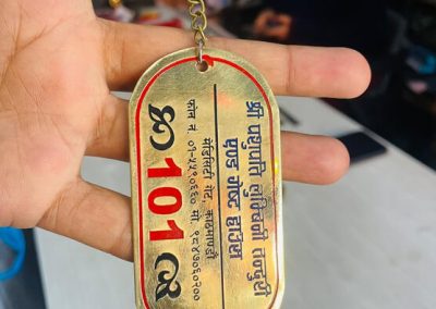 Kathmandu Print Shop Best Quality Metal Etching Badge making Name Plate making in Kathmandu Nepal Metal Keyring Hotel Number Key